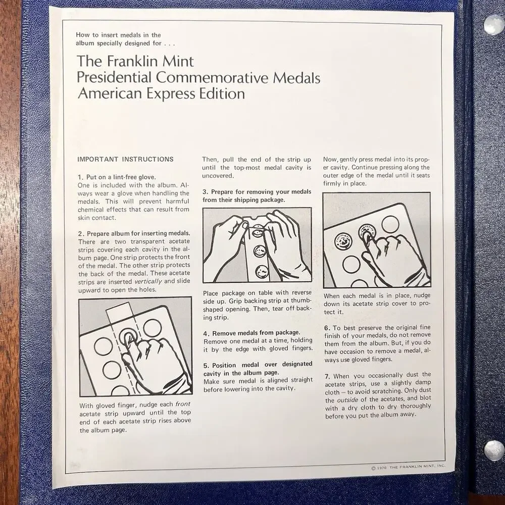 1970 Franklin Mint Presidential Commemorative Medals Album Book Empty AMEX